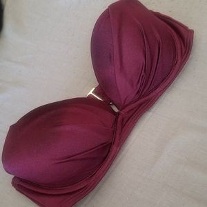 burgundy bandeau swim top